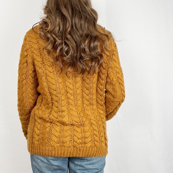 Asos Cable Knit Wool Blend Oversized Sweater Long Chunky Slouchy Fisherman Mock - Picture 2 of 7